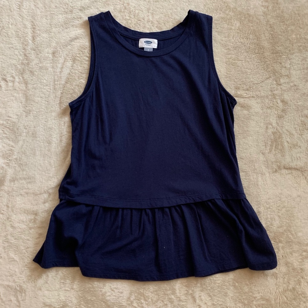 OLD NAVY navy ruffled peplum top
